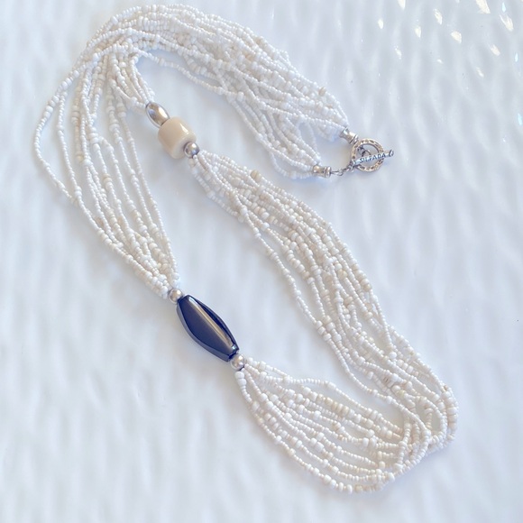 Silpada Jewelry - Silpada N1573 White Seed Beads, Sterling Silver,Coral and Black Pin Shell